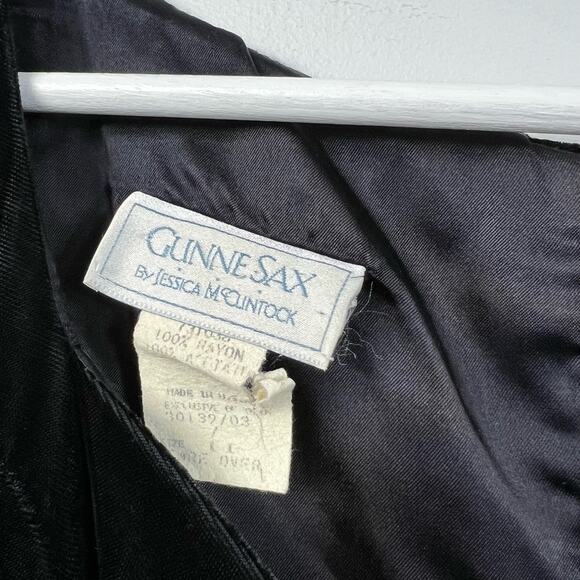 Vintage Gunne Sax Jessica McClintock Dark Romantic Whimsigoth Black Velvet Dress - Picture 4 of 16